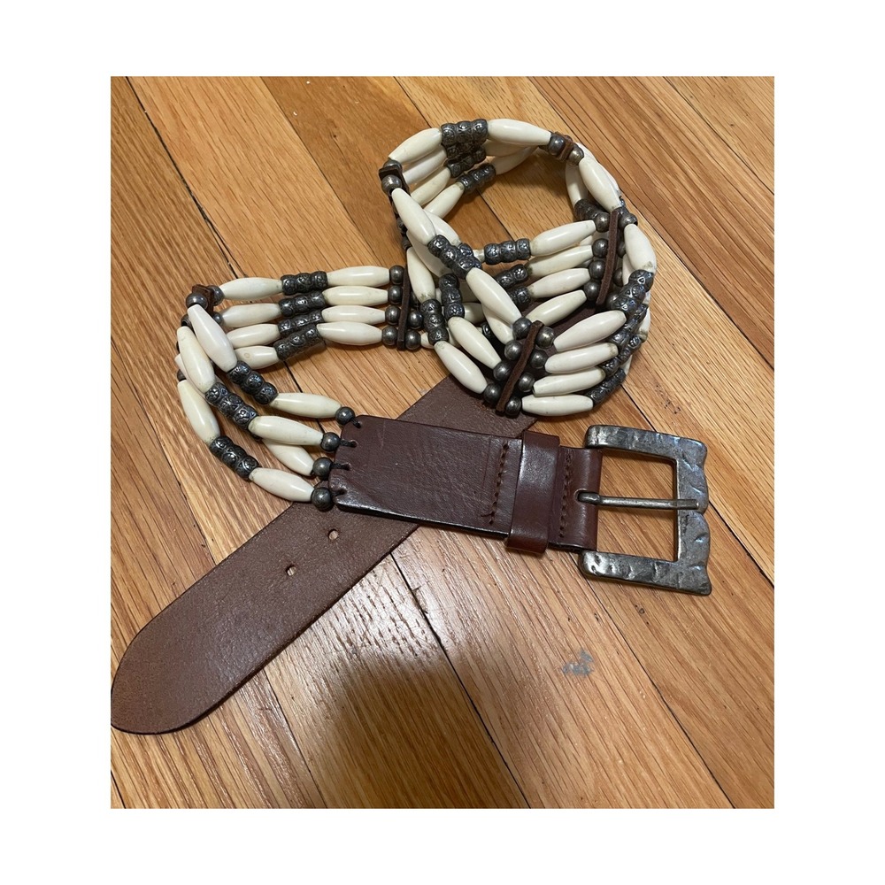 Y2K Boho Leather Hammered Buckle Western Festival Large